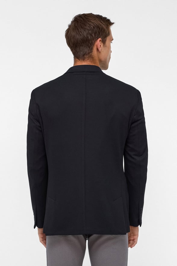 Siyah Regular Mono Yaka Torba Cep 6 Drop Klasik Ceket
