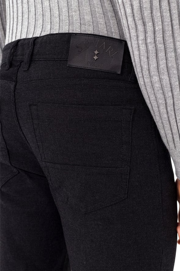 Siyah Slim 5 Cep Kalıp Armürlü   Pantolon