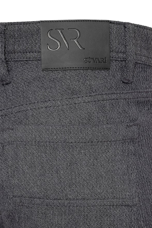 Siyah Slim 5 Cep Kalıp Armürlü   Pantolon