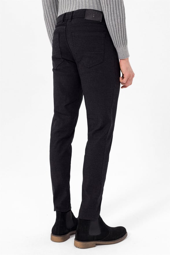 Siyah Slim 5 Cep Kalıp Armürlü   Pantolon