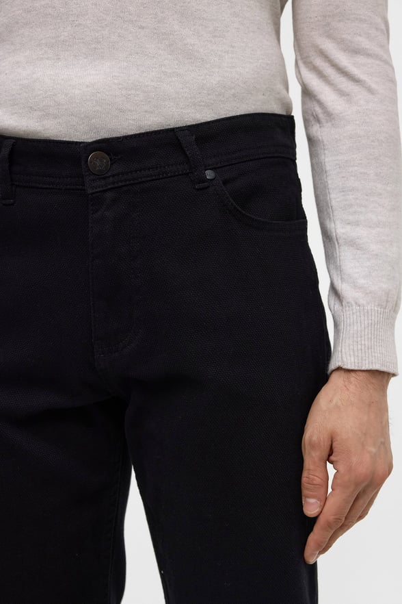 Siyah Slim 5 Cep Kalıp Düz Pantolon