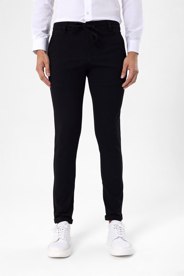 Siyah Slim Armürlü   Jogger Pantolon