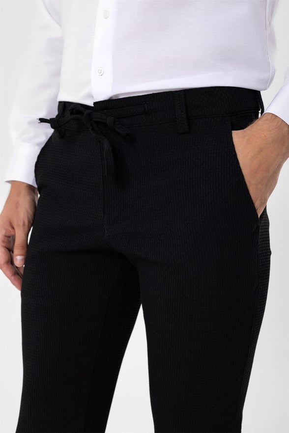 Siyah Slim Armürlü   Jogger Pantolon