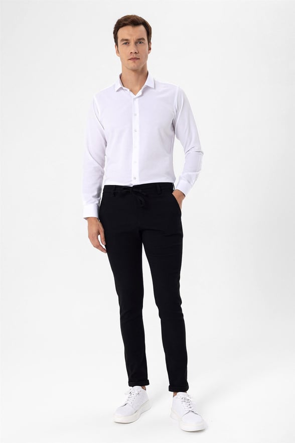 Siyah Slim Armürlü   Jogger Pantolon