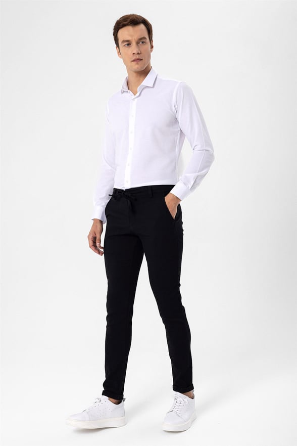 Siyah Slim Armürlü   Jogger Pantolon