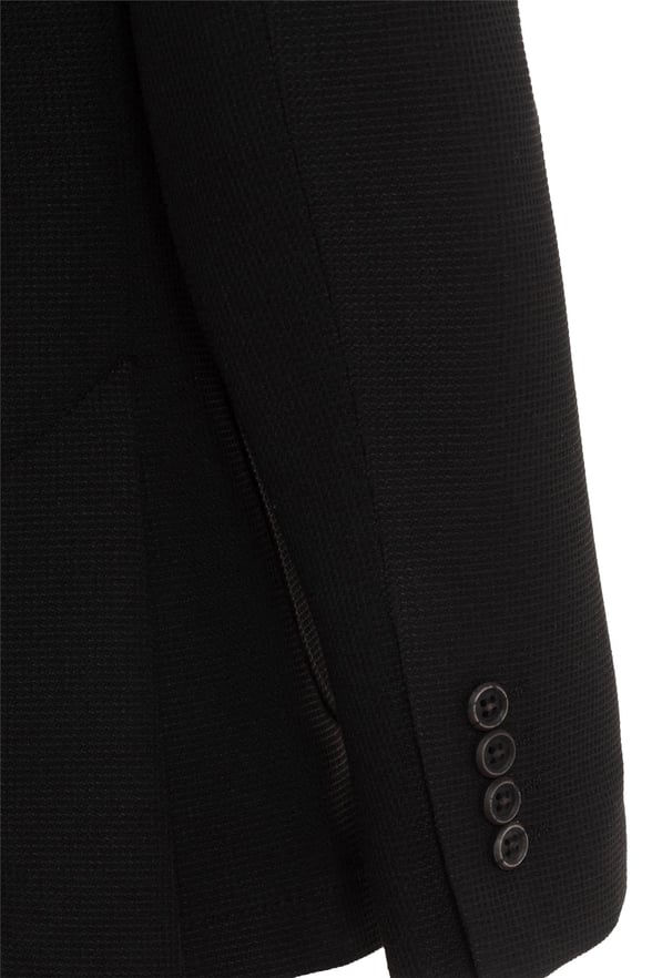 Siyah Slim Armürlü Mono Yaka 6 Drop Ceket