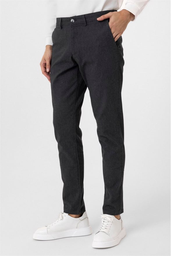 Siyah Slim Armürlü Pantolon