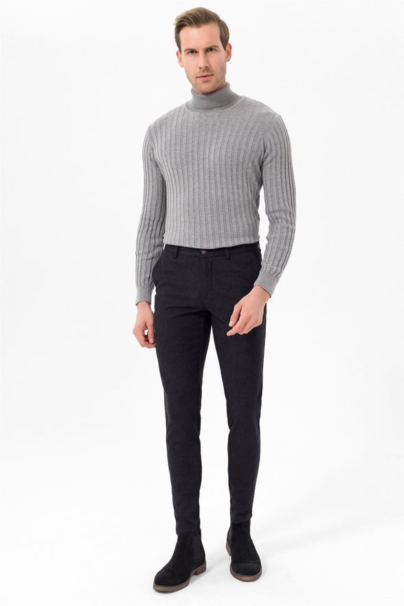 Siyah Slim Armürlü   Pantolon