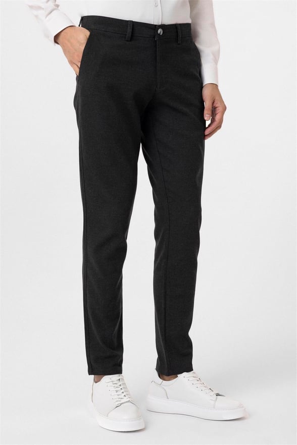 Siyah Slim Armürlü Pantolon