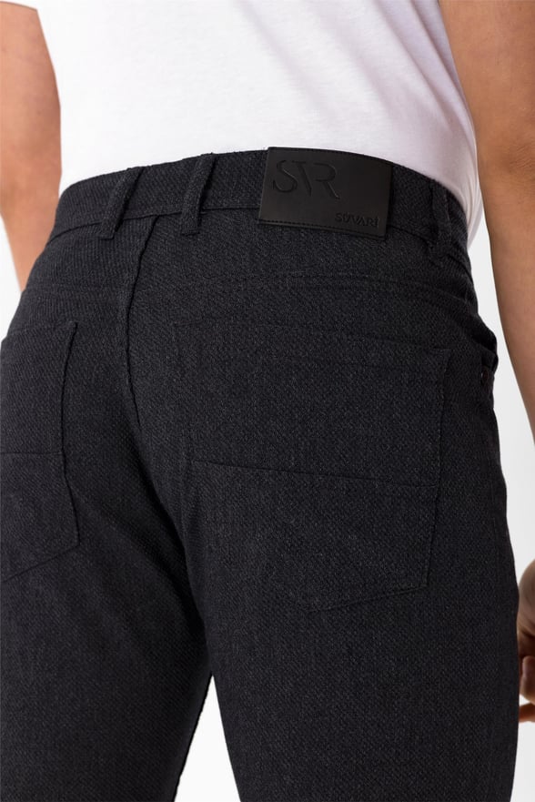 Siyah Slim Armürlü   Pantolon