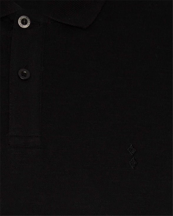 Siyah Slim Armürlü Polo Yaka  Tişört