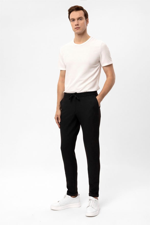 Siyah Slim Desenli   Jogger Pantolon