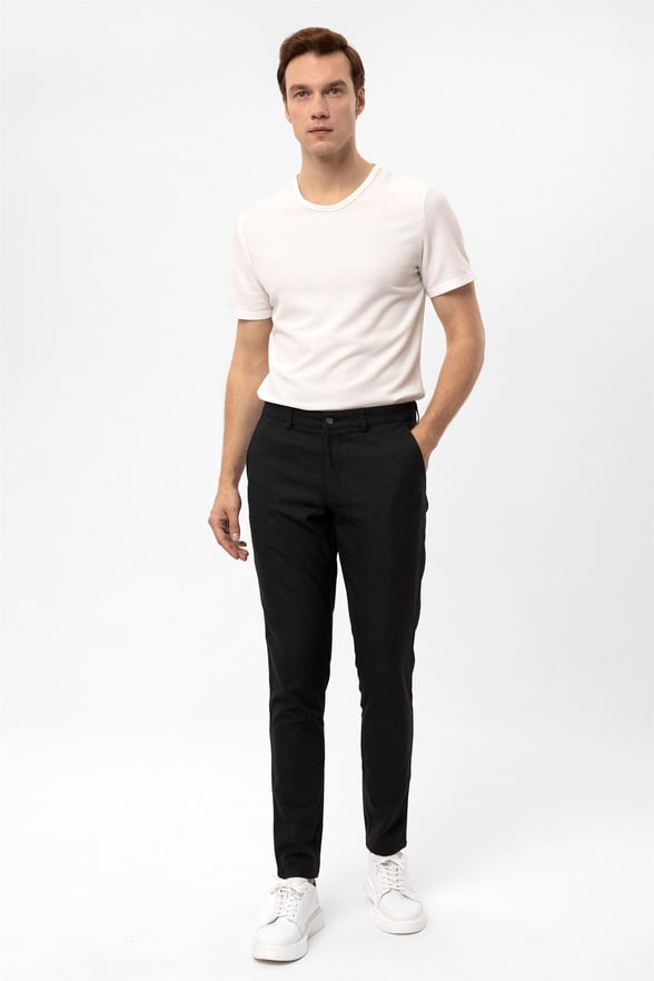 Siyah Slim Desenli   Pantolon