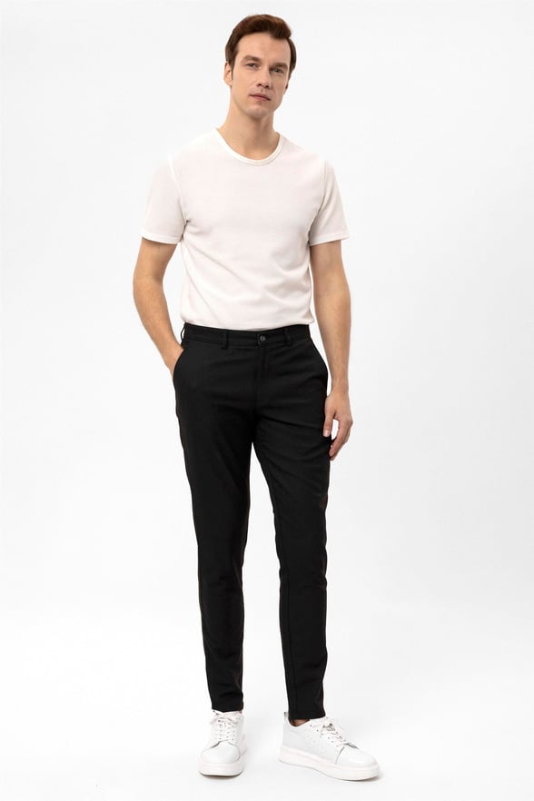 Siyah Slim Desenli   Pantolon