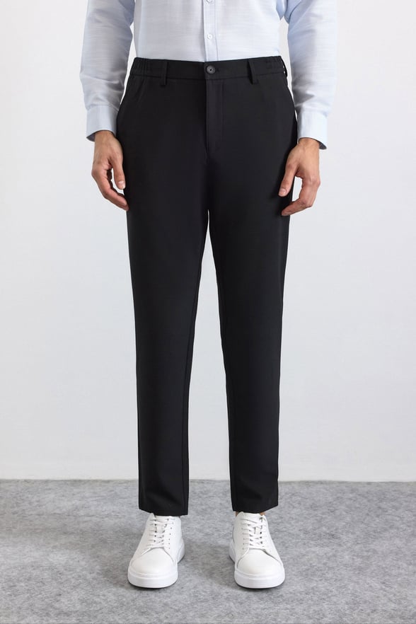 Siyah Slim Düz Jogger Pantolon