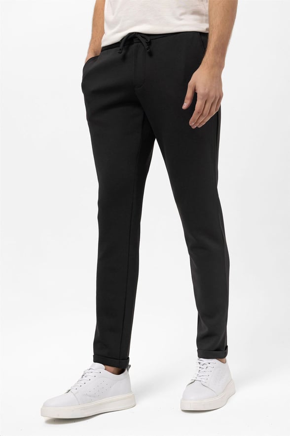Siyah Slim Düz Jogger Pantolon