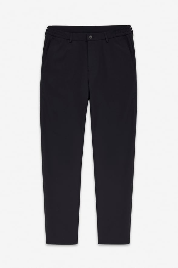 Siyah Slim Düz Pike Kemerli Yıkamalı Jogger Pantolon