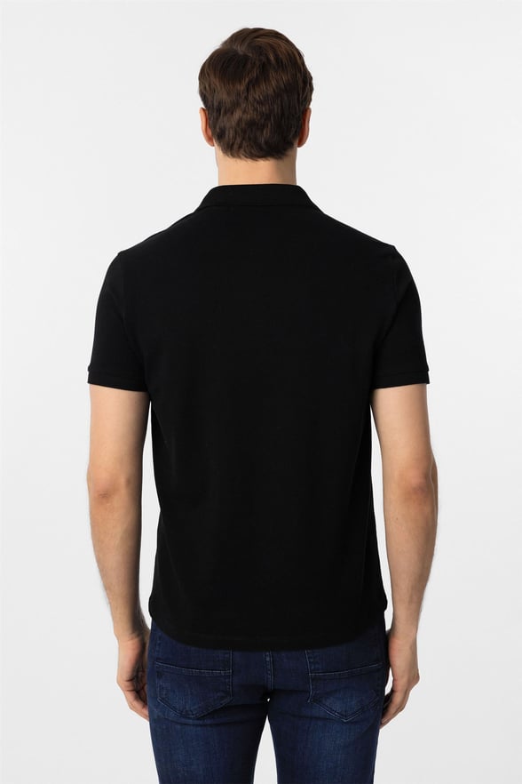 Siyah Slim Düz Polo Yaka Tişört