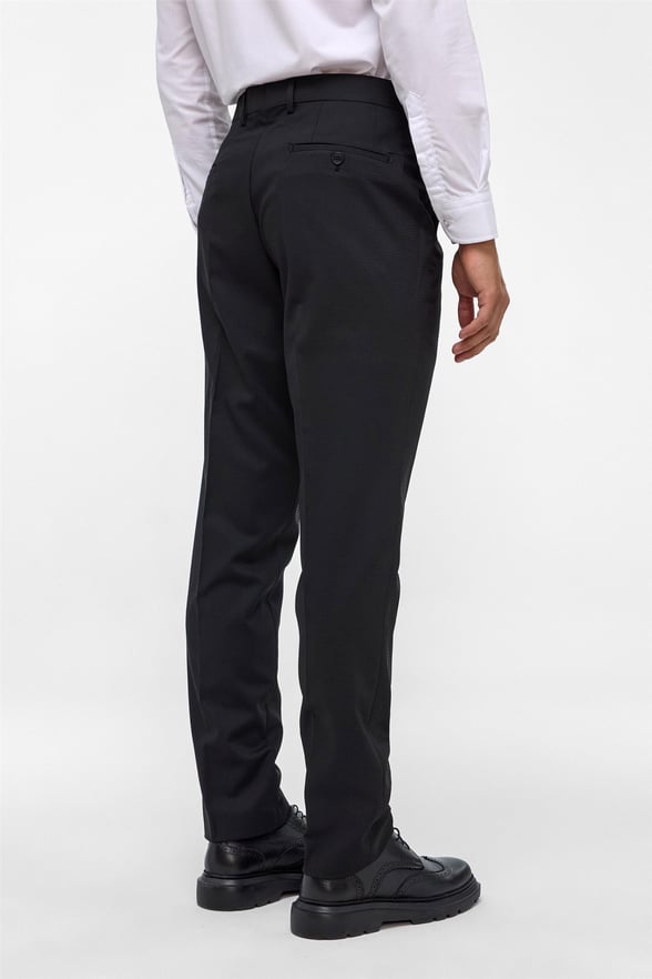 Siyah Slim Fit Armürlü Kumaş Pantolon