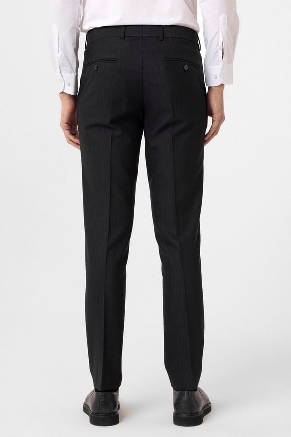 Siyah Slim Fit Desenli Kumaş Pantolon