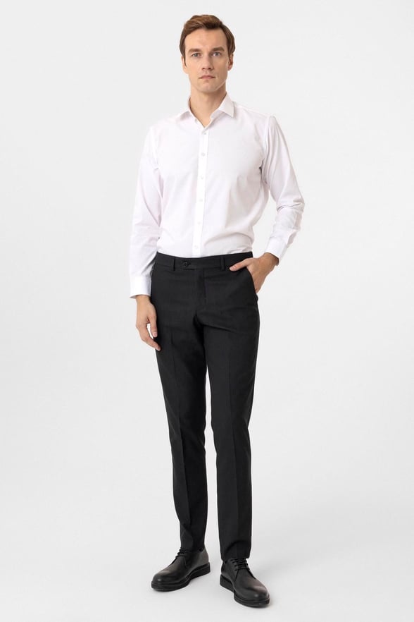 Siyah Slim Fit Desenli Kumaş Pantolon