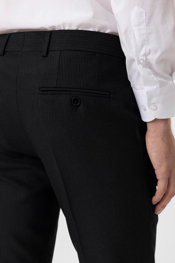 Siyah Slim Fit Desenli Kumaş Pantolon