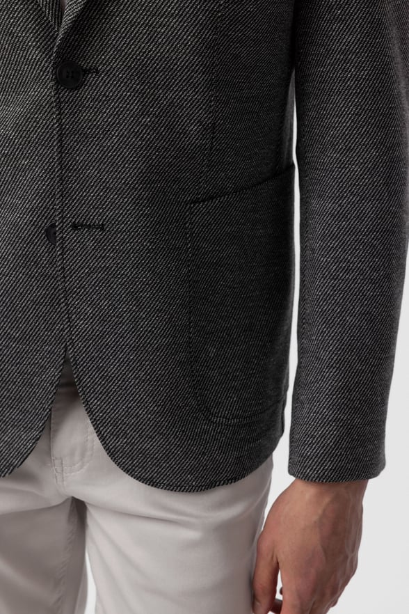 Siyah Slim Fit Desenli Mono Yaka 6 Drop Ceket