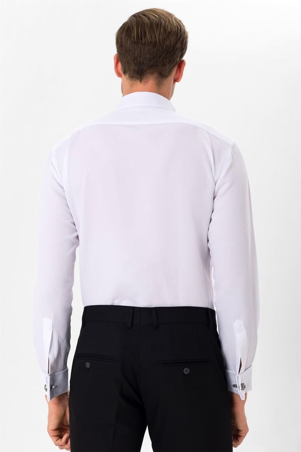 Siyah Slim Fit Düz Ata Yaka Gömlek