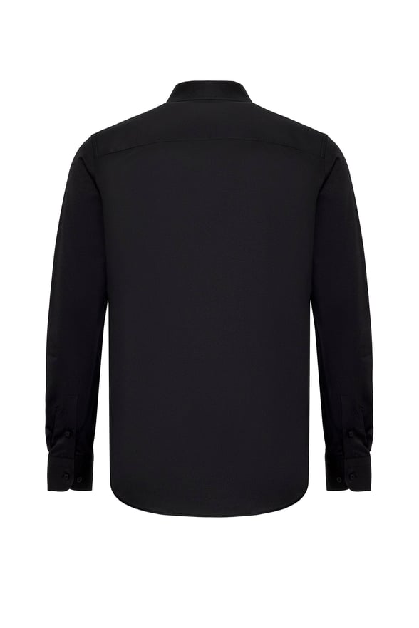 Siyah Slim Fit Düz Klasik Yaka Gömlek
