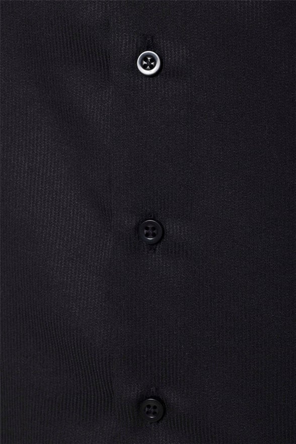 Siyah Slim Fit Düz Klasik Yaka Gömlek