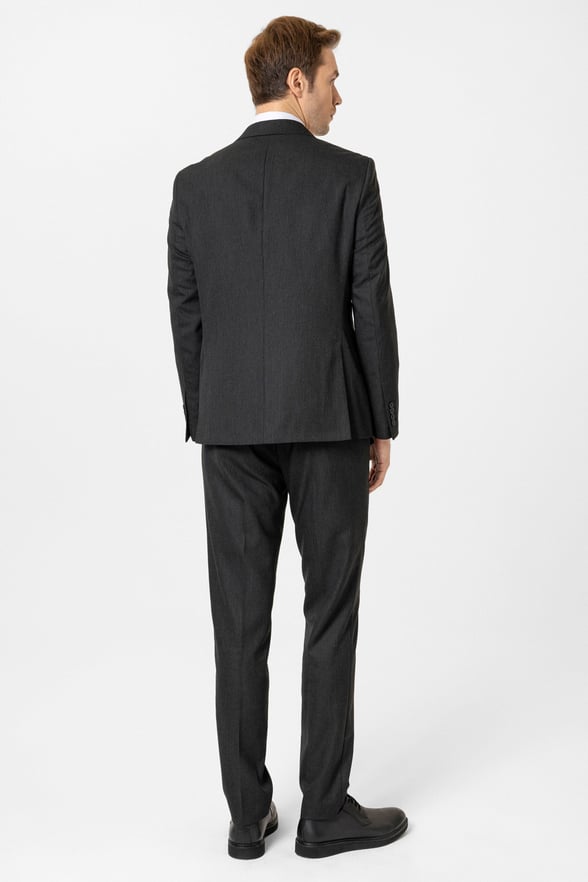 Siyah Slim Fit Düz Kruvaze Yaka 6 Drop Klasik Takım Elbise