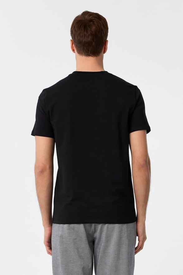 Siyah Slim Fit Düz V Yaka Tişört