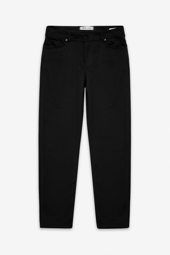 Siyah Slim Karışık Desen Armürlü Normal Bel Casual Pantolon