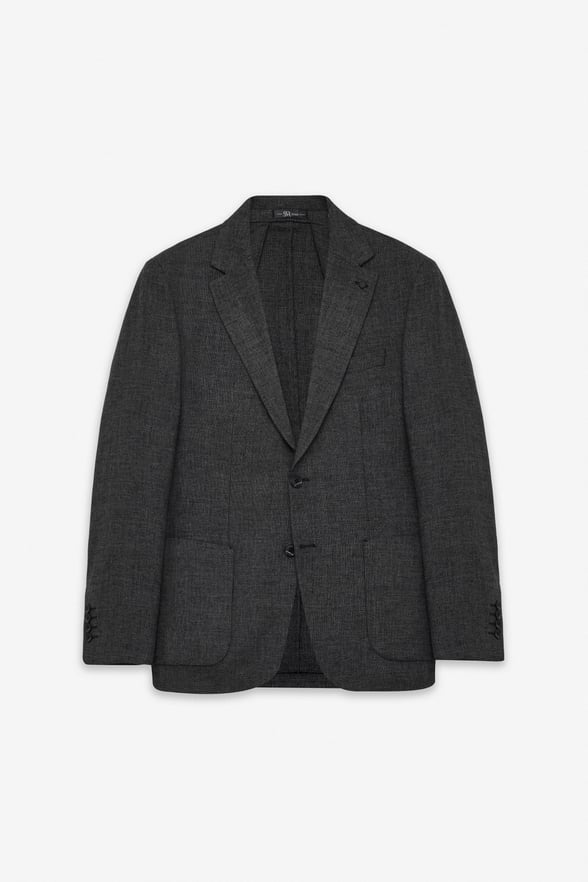 Siyah Slim Mono Yaka Düz Saten Torba Cep Standart 6 Drop Klasik Ceket