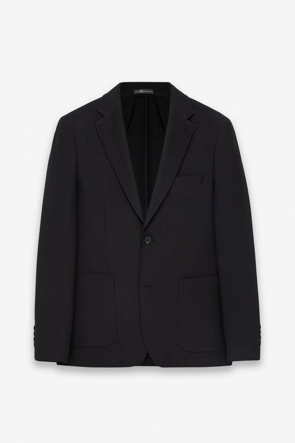 Siyah Slim Mono Yaka Düz Torba Cep 6 Drop Spor Takım Elbise