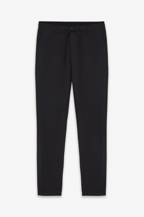 Siyah Slim Mono Yaka Düz Torba Cep 6 Drop Spor Takım Elbise