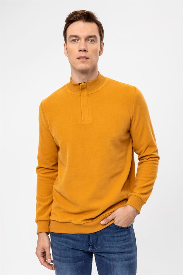 Taba Regular Kapitone Yarım Balıkçı Yaka Sweatshirt