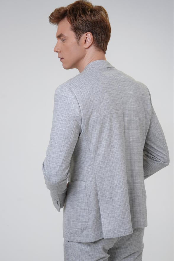 Taş Slim Fit Armürlü Sivri Yaka 6 Drop Klasik Takım Elbise