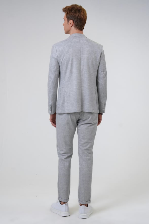 Taş Slim Fit Armürlü Sivri Yaka 6 Drop Klasik Takım Elbise