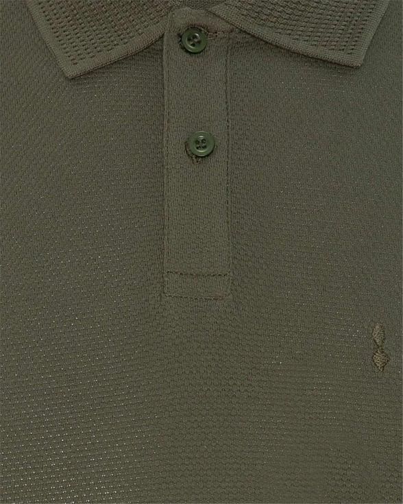 YEŞİL HAKİ 2 Regular Armürlü Polo Yaka  Tişört
