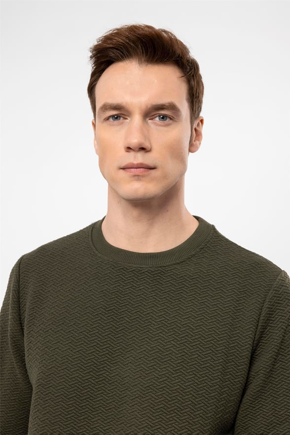 YEŞİL HAKİ 4 Regular Kapitone O Yaka  Sweatshirt