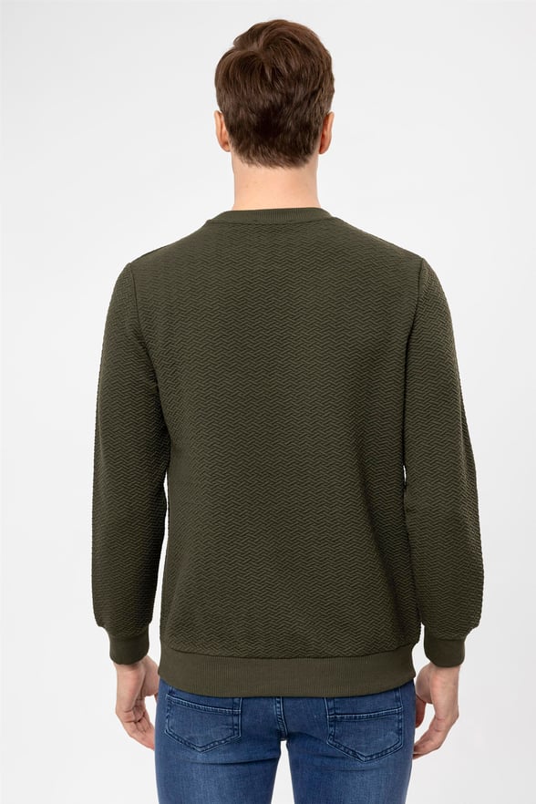 YEŞİL HAKİ 4 Regular Kapitone O Yaka  Sweatshirt