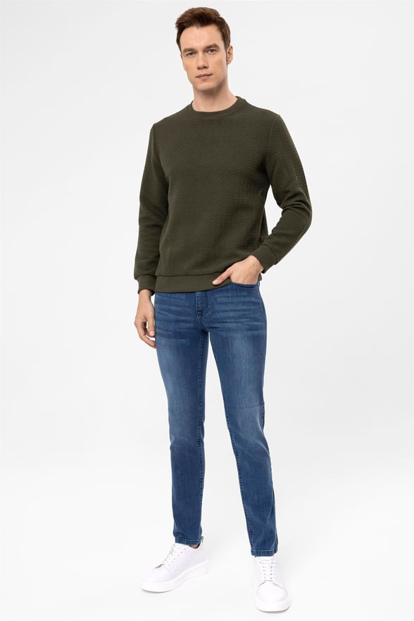 YEŞİL HAKİ 4 Regular Kapitone O Yaka  Sweatshirt