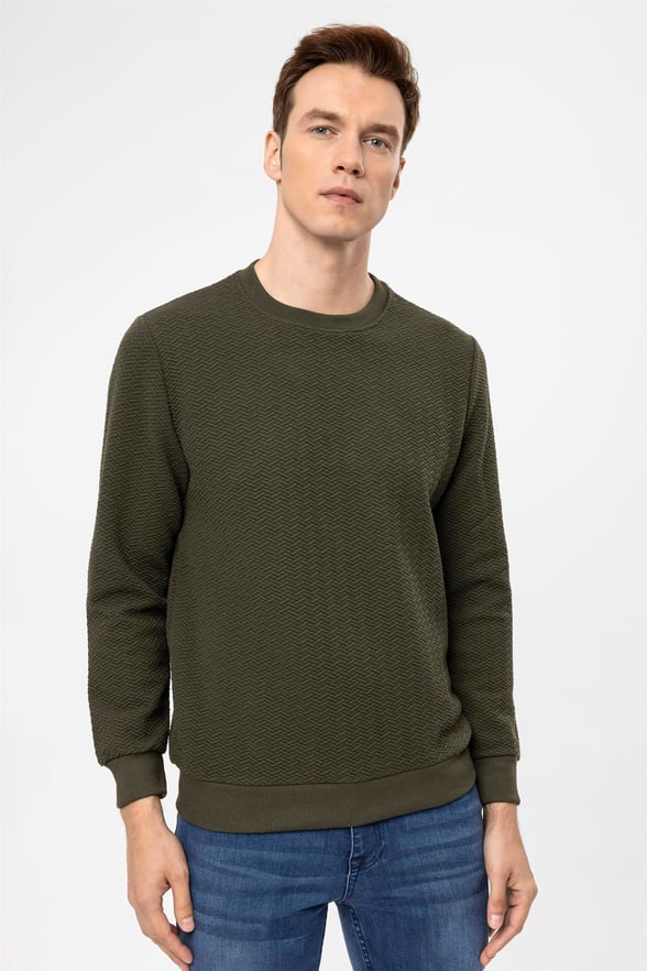 YEŞİL HAKİ 4 Regular Kapitone O Yaka  Sweatshirt