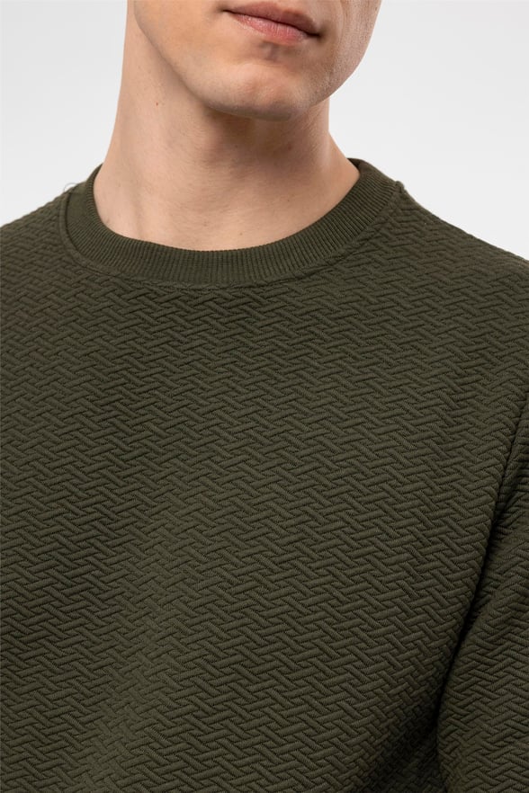 YEŞİL HAKİ 4 Regular Kapitone O Yaka  Sweatshirt