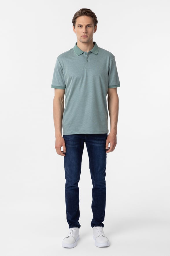 Yeşil Regular Baskılı Polo Yaka Tişört