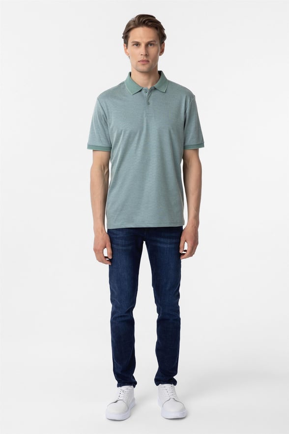 Yeşil Regular Baskılı Polo Yaka Tişört