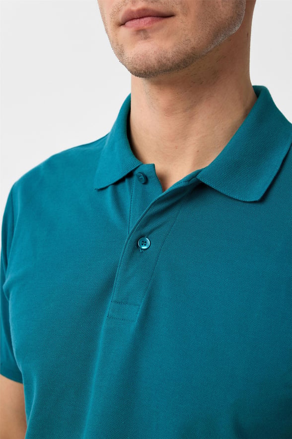 Yeşil Slim Armürlü Polo Yaka Tişört