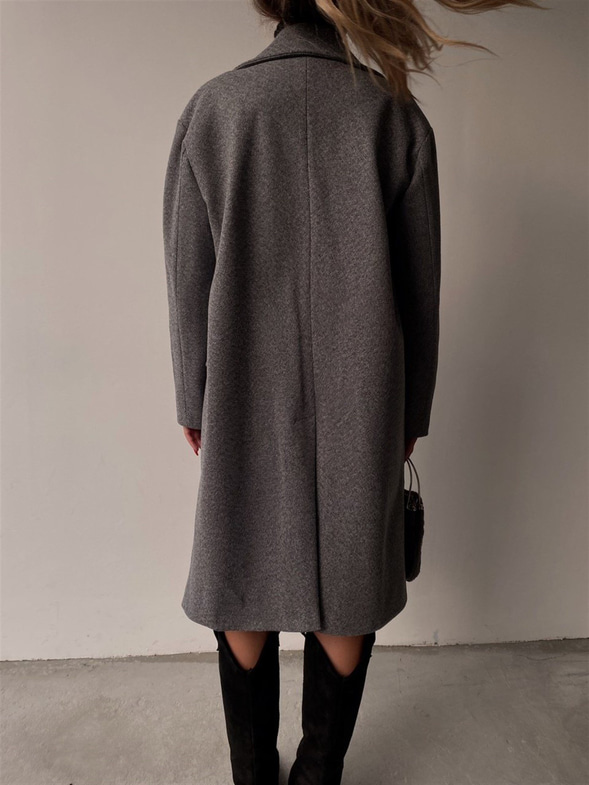 Boyfriend Arka Yırtmaçlı Eliza Kadın Gri Kaban 22K000334