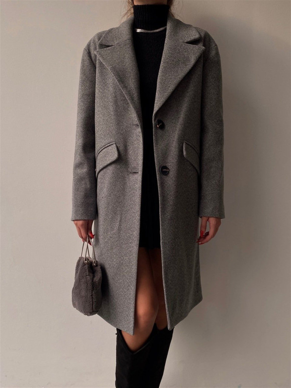 Boyfriend Arka Yırtmaçlı Eliza Kadın Gri Kaban 22K000334